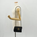 CHANEL Matelasse Chain Shoulder Bag Satin Black Gold CC Auth 154932SAV-25