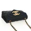 CHANEL Matelasse Chain Shoulder Bag Satin Black Gold CC Auth 154932SAV-6