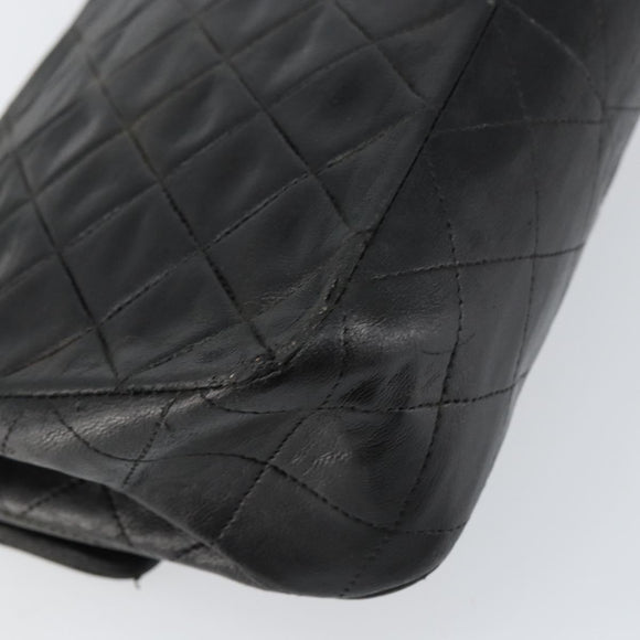 CHANEL Mini Matelasse Chain Shoulder Bag Leather Black Gold CC Auth 154933