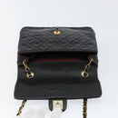 CHANEL Mini Matelasse Chain Shoulder Bag Leather Black Gold CC Auth 154933-9