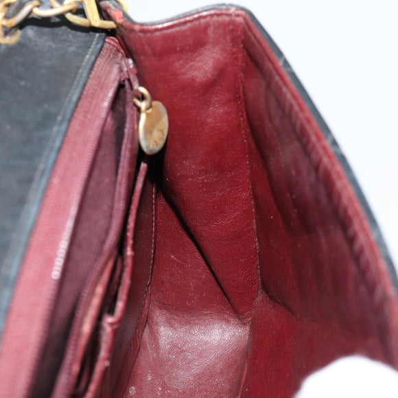 CHANEL Mini Matelasse Chain Shoulder Bag Leather Black Gold CC Auth 154933