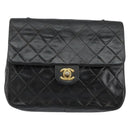 CHANEL Mini Matelasse Chain Shoulder Bag Leather Black Gold CC Auth 154933-13