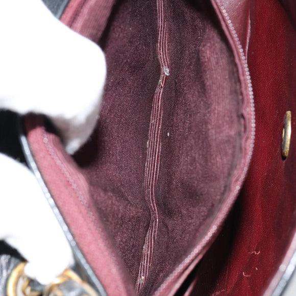 CHANEL Mini Matelasse Chain Shoulder Bag Leather Black Gold CC Auth 154933