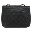 CHANEL Mini Matelasse Chain Shoulder Bag Leather Black Gold CC Auth 154933-2