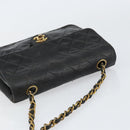 CHANEL Mini Matelasse Chain Shoulder Bag Leather Black Gold CC Auth 154933-6