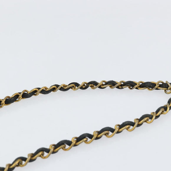 CHANEL Mini Matelasse Chain Shoulder Bag Leather Black Gold CC Auth 154933