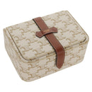 CELINE Triomphe Canvas Large Jewelry Case PVC White 4M0382DIU Auth 154934SM-1