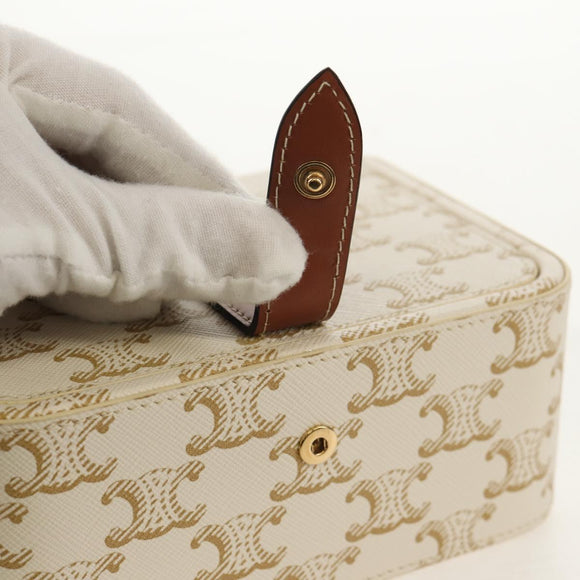 CELINE Triomphe Canvas Large Jewelry Case PVC White 4M0382DIU Auth 154934SM