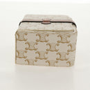 CELINE Triomphe Canvas Large Jewelry Case PVC White 4M0382DIU Auth 154934SM-5