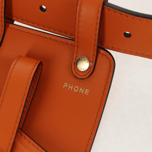 FENDI Multi Accessory Belt Belt Leather Orange Gold Auth 154935M