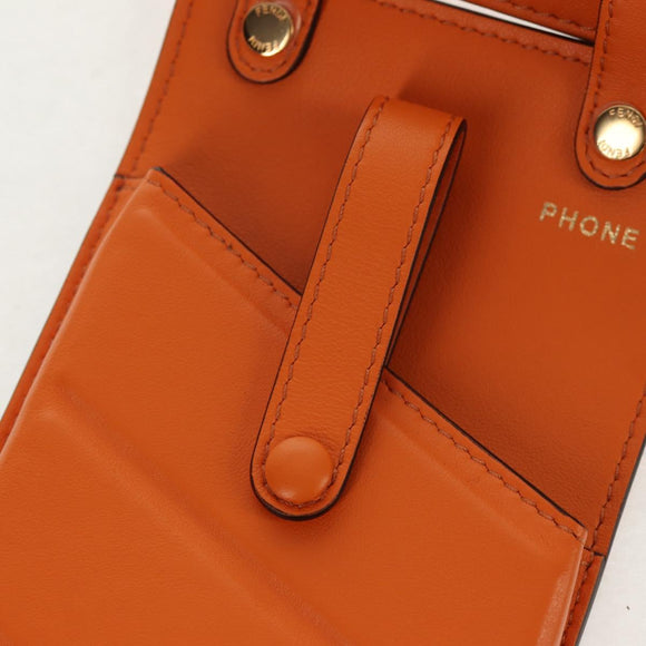 FENDI Multi Accessory Belt Belt Leather Orange Gold Auth 154935M