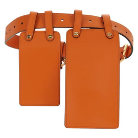 FENDI Multi Accessory Belt Belt Leather Orange Gold Auth 154935M - 0