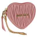 Miu Miu Matelasse Coin Purse Leather Pink Gold Auth 154936M-1