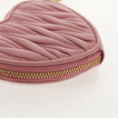 Miu Miu Matelasse Coin Purse Leather Pink Gold Auth 154936M-10