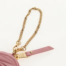 Miu Miu Matelasse Coin Purse Leather Pink Gold Auth 154936M-12