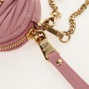 Miu Miu Matelasse Coin Purse Leather Pink Gold Auth 154936M-13