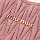 Miu Miu Matelasse Coin Purse Leather Pink Gold Auth 154936M-14