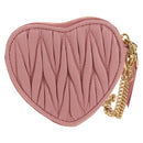 Miu Miu Matelasse Coin Purse Leather Pink Gold Auth 154936M-3