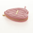 Miu Miu Matelasse Coin Purse Leather Pink Gold Auth 154936M-5