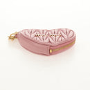 Miu Miu Matelasse Coin Purse Leather Pink Gold Auth 154936M-7