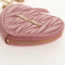 Miu Miu Matelasse Coin Purse Leather Pink Gold Auth 154936M-9