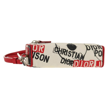 Christian Dior Hardcore Pouch Canvas White Red Auth 154937V