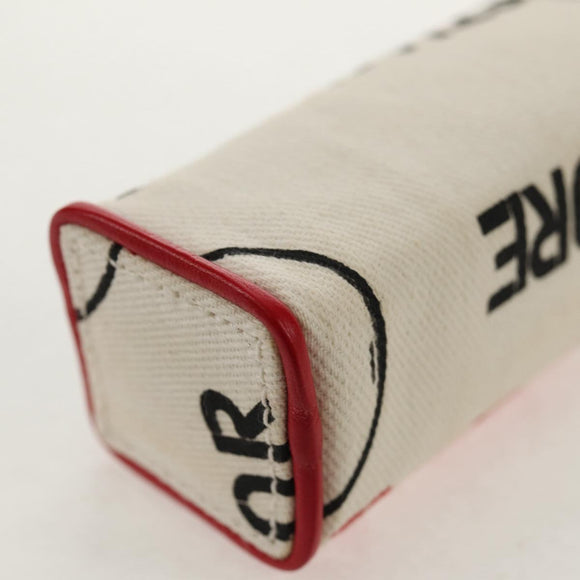 Christian Dior Hardcore Pouch Canvas White Red Auth 154937V