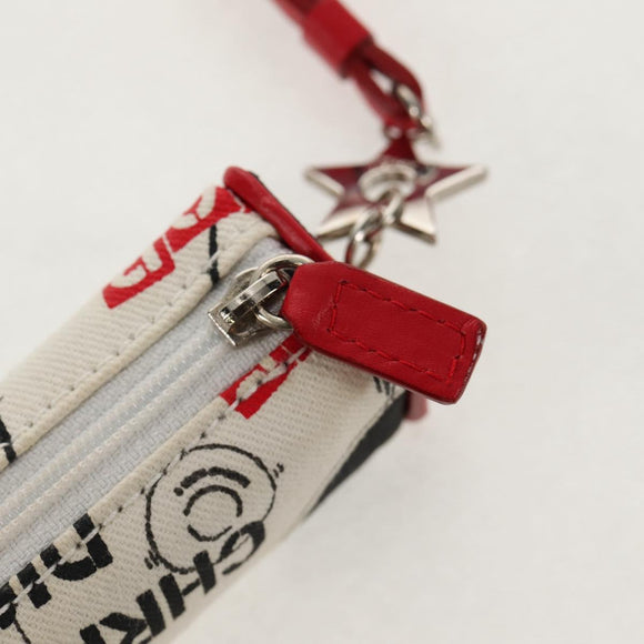 Christian Dior Hardcore Pouch Canvas White Red Auth 154937V