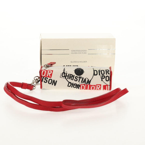 Christian Dior Hardcore Pouch Canvas White Red Auth 154937V