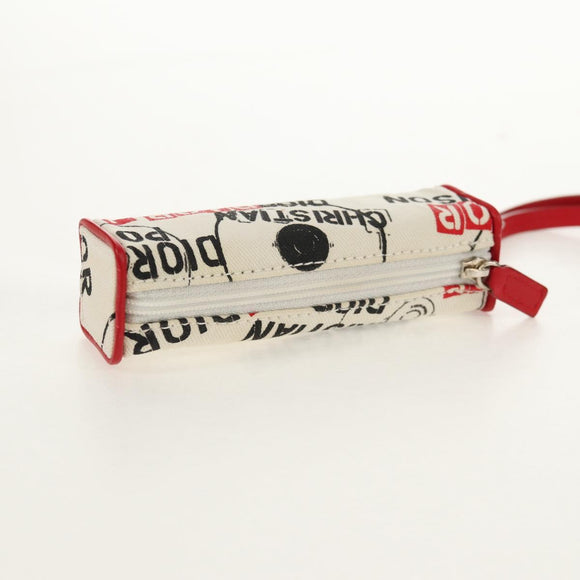 Christian Dior Hardcore Pouch Canvas White Red Auth 154937V