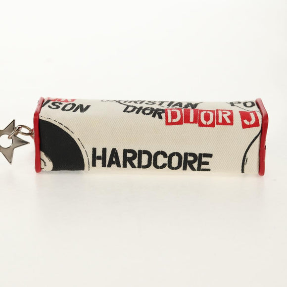 Christian Dior Hardcore Pouch Canvas White Red Auth 154937V