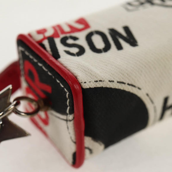 Christian Dior Hardcore Pouch Canvas White Red Auth 154937V