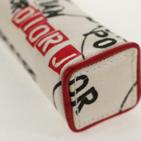 Christian Dior Hardcore Pouch Canvas White Red Auth 154937V