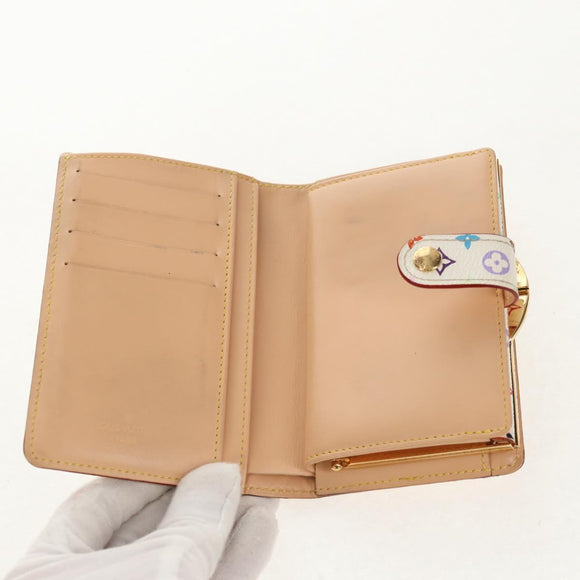 LOUIS VUITTON Multicolor Porte Monnaie Viennois Wallet White M92987 Auth 154956V