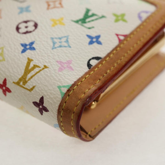 LOUIS VUITTON Multicolor Porte Monnaie Viennois Geldbörse Weiß M92987 Auth 154956V