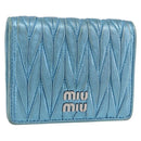 Miu Miu Matelasse Wallet Leather Blue Silver Auth 154966-1