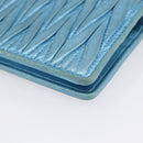 Miu Miu Matelasse Wallet Leather Blue Silver Auth 154966-15