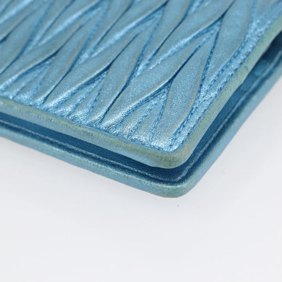 Miu Miu Matelasse Wallet Leather Blue Silver Auth 154966