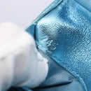 Miu Miu Matelasse Wallet Leather Blue Silver Auth 154966-12
