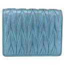 Miu Miu Matelasse Wallet Leather Blue Silver Auth 154966-2