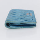 Miu Miu Matelasse Wallet Leather Blue Silver Auth 154966-3
