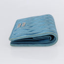 Miu Miu Matelasse Wallet Leather Blue Silver Auth 154966-4