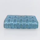 Miu Miu Matelasse Wallet Leather Blue Silver Auth 154966-5