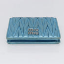 Miu Miu Matelasse Wallet Leather Blue Silver Auth 154966-6