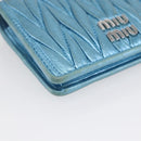 Miu Miu Matelasse Wallet Leather Blue Silver Auth 154966-14