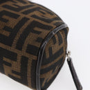 FENDI Zucca Canvas Pouch Hand Bag Black Brown Auth 154968-14