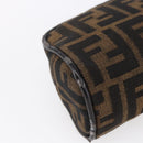 FENDI Zucca Canvas Pouch Hand Bag Black Brown Auth 154968-15