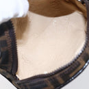 FENDI Zucca Canvas Pouch Hand Bag Black Brown Auth 154968-10