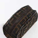 FENDI Zucca Canvas Pouch Hand Bag Black Brown Auth 154968-5