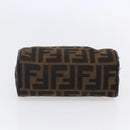 FENDI Zucca Canvas Pouch Hand Bag Black Brown Auth 154968-6